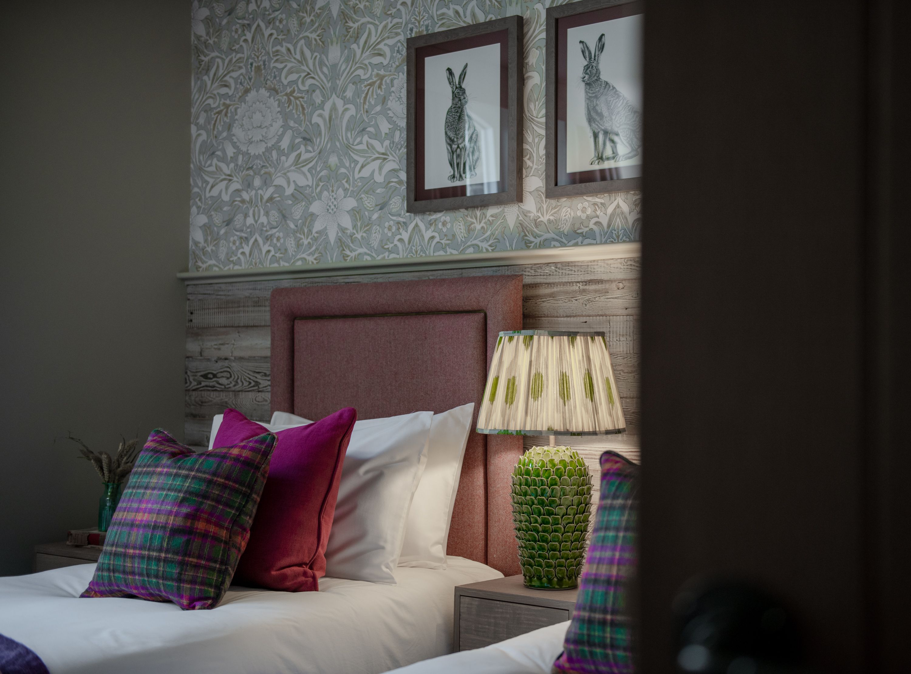 modern lamp in twin room