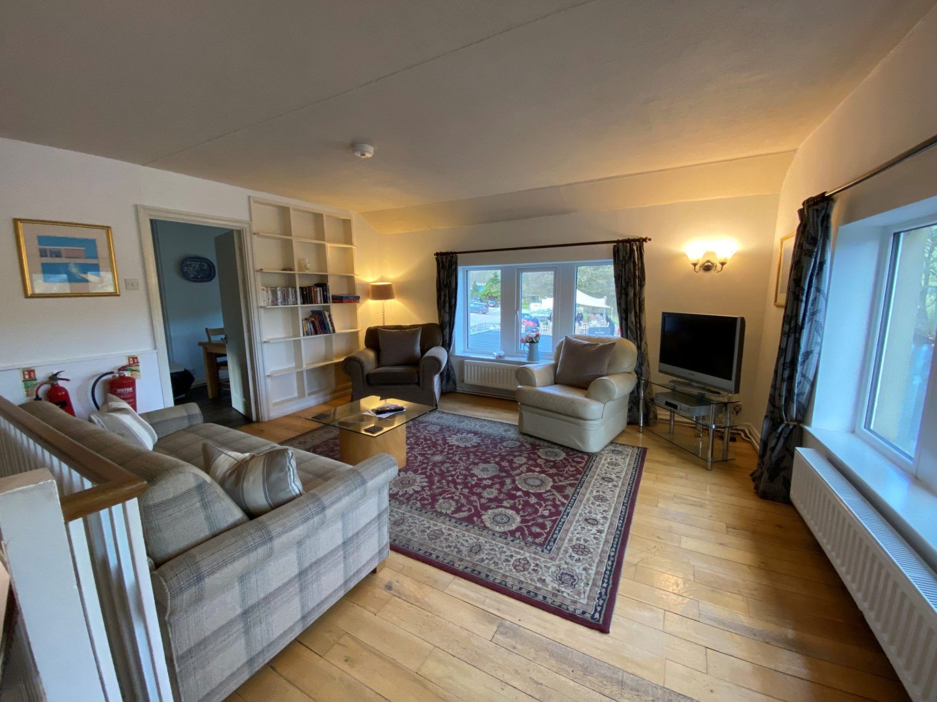 living space in cottage by river